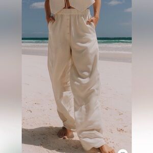 Daily Drills Cream Wide Leg Pants